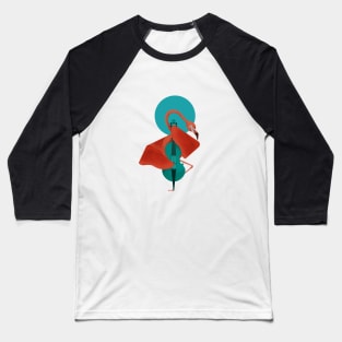 Cello Flamingo | Coral Pink and Aqua Green Color Palatte Baseball T-Shirt